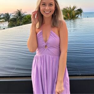 Lavender Halter Midi Dress